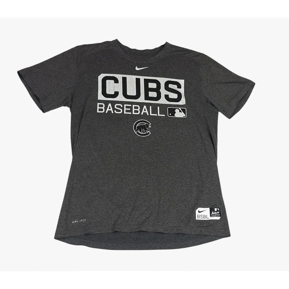 Nike Chicago Cubs Baseball Dri-FIT‎ T-Shirt Charcoal Grey Mens Large 564076-071